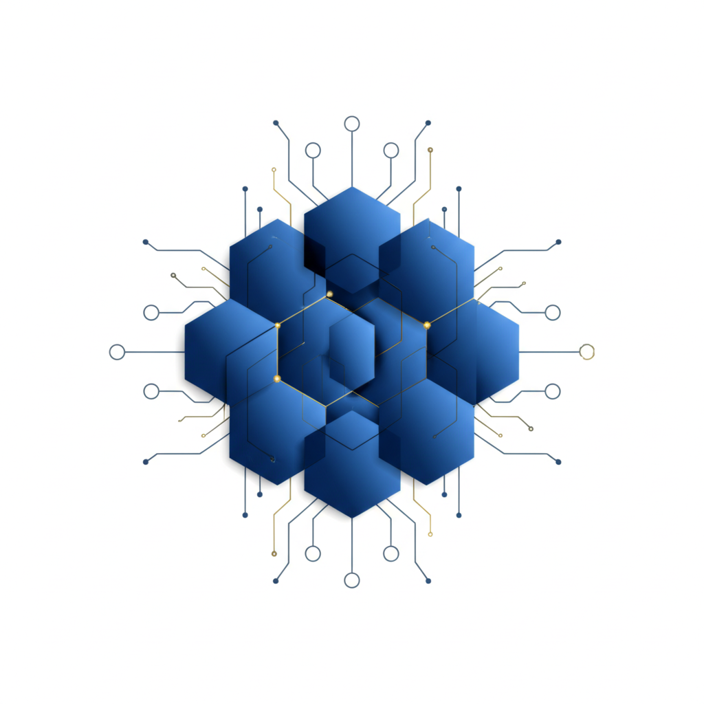 Abstract network of interconnected nodes representing an IP network